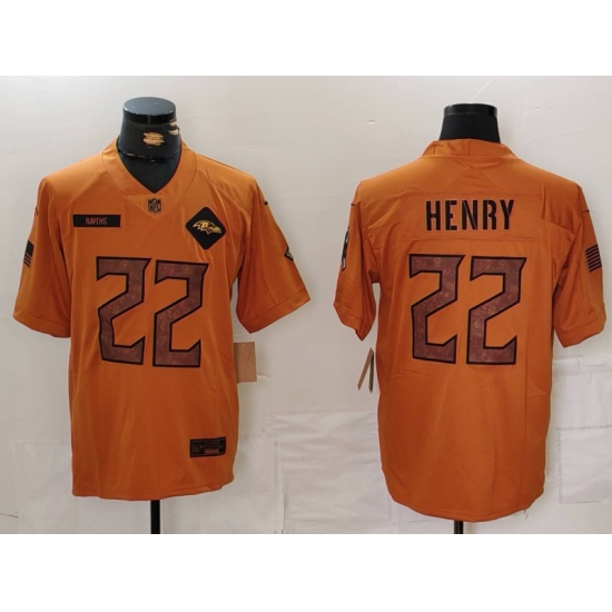 Men's Baltimore Ravens #22 Derrick Henry Brown 2023 Salute To Service Limited Stitched Jersey - Ujersey
