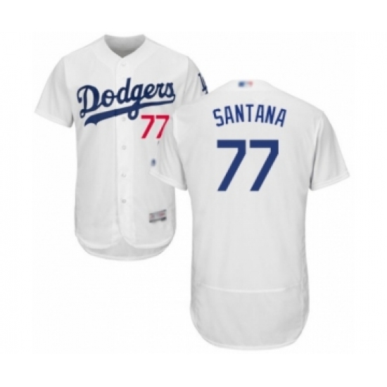 Men's Los Angeles Dodgers #77 Dennis Santana White Home Flex Base Authentic Collection Baseball Player Jersey - Ujersey