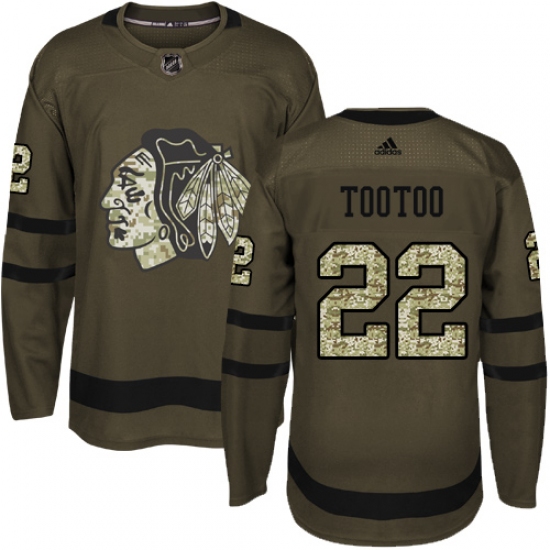 Men's Reebok Chicago Blackhawks #22 Jordin Tootoo Authentic Green Salute to Service NHL Jersey - Ujersey