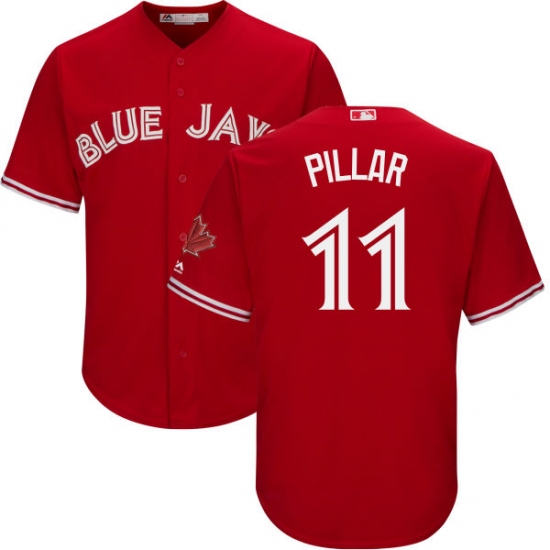 Men's Majestic Toronto Blue Jays #11 Kevin Pillar Replica Scarlet Alternate Cool Base MLB Jersey - Ujersey