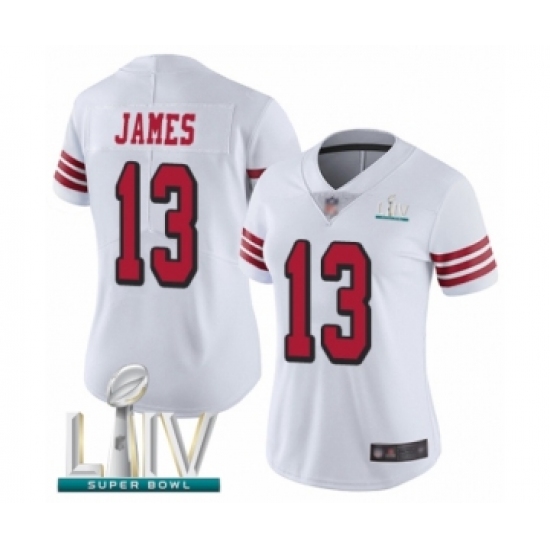 Women's San Francisco 49ers #13 Richie James Limited White Rush Vapor Untouchable Super Bowl LIV Bound Football Jersey - Ujersey