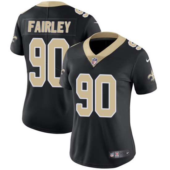 Women's Nike New Orleans Saints #90 Nick Fairley Black Team Color Vapor Untouchable Limited Player NFL Jersey - Ujersey