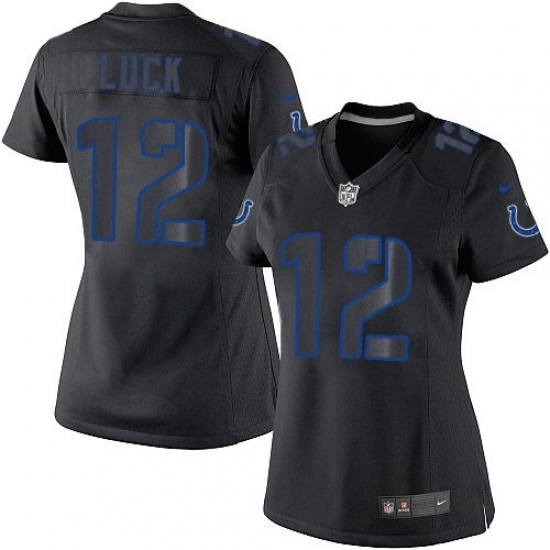 Women's Nike Indianapolis Colts #12 Andrew Luck Limited Black Impact NFL Jersey - Ujersey