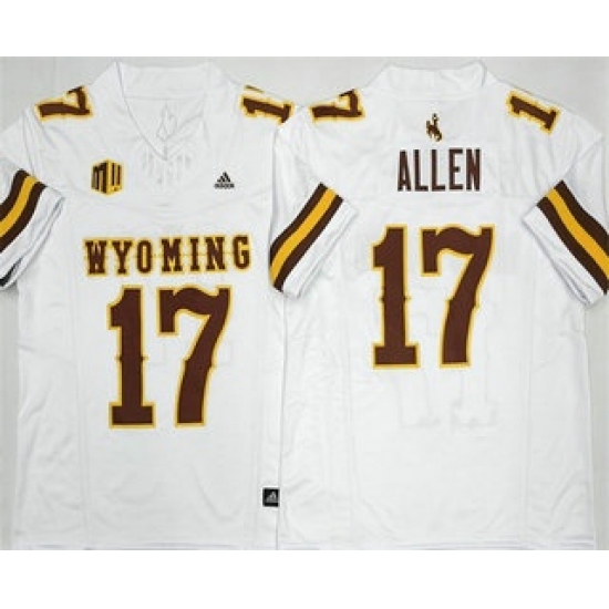 Men's Wyoming Cowboys #17 Josh Allen Limited White FUSE College Football Jersey - Ujersey