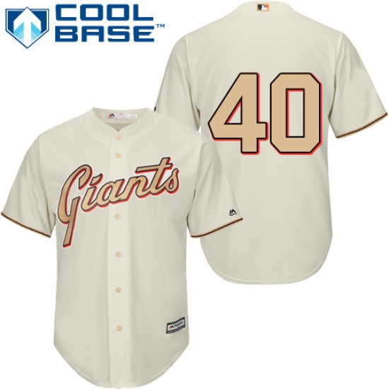 Men's Majestic San Francisco Giants #40 Madison Bumgarner Replica Cream Commemorative Cool Base MLB Jersey - Ujersey