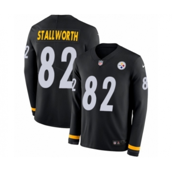 Youth Nike Pittsburgh Steelers #82 John Stallworth Limited Black Therma Long Sleeve NFL Jersey - Ujersey
