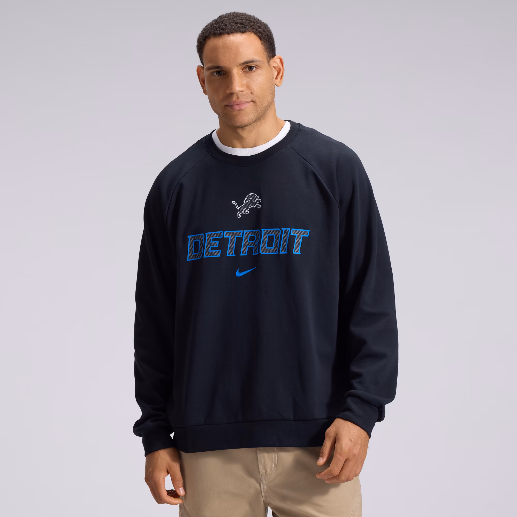 Men's Detroit Lions  Nike Black 2026 Rivalries Collection Dri-FIT Crew Sweatshirt - Ujersey