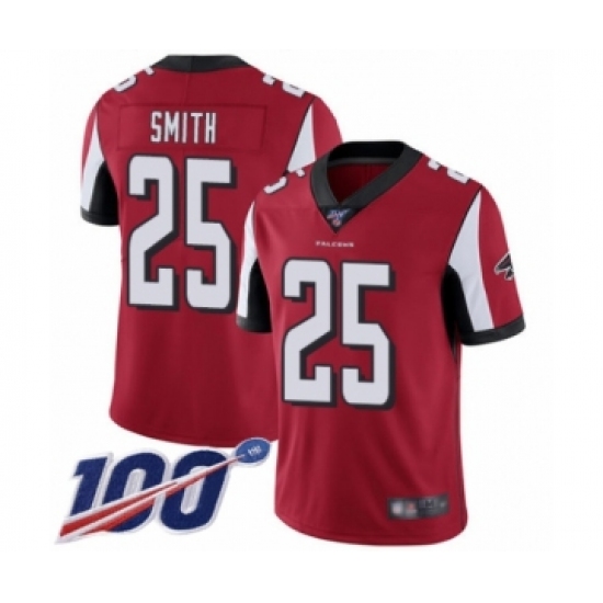 Men's Atlanta Falcons #25 Ito Smith Red Team Color Vapor Untouchable Limited Player 100th Season Football Jersey