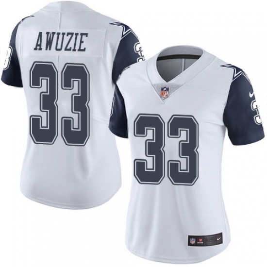 Women's Nike Dallas Cowboys #33 Chidobe Awuzie Limited White Rush Vapor Untouchable NFL Jersey - Ujersey