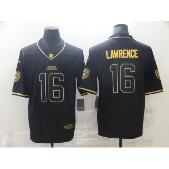 Men's Jacksonville Jaguars #16 Trevor Lawrence Black Gold Nike Teal Limited Jersey - Ujersey