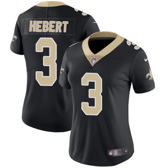 Women's Nike New Orleans Saints #3 Bobby Hebert Black Team Color Vapor Untouchable Limited Player NFL Jersey - Ujersey