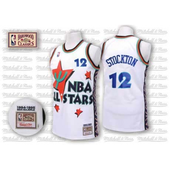 Men's Adidas Utah Jazz #12 John Stockton Authentic White 1995 All Star Throwback NBA Jersey - Ujersey