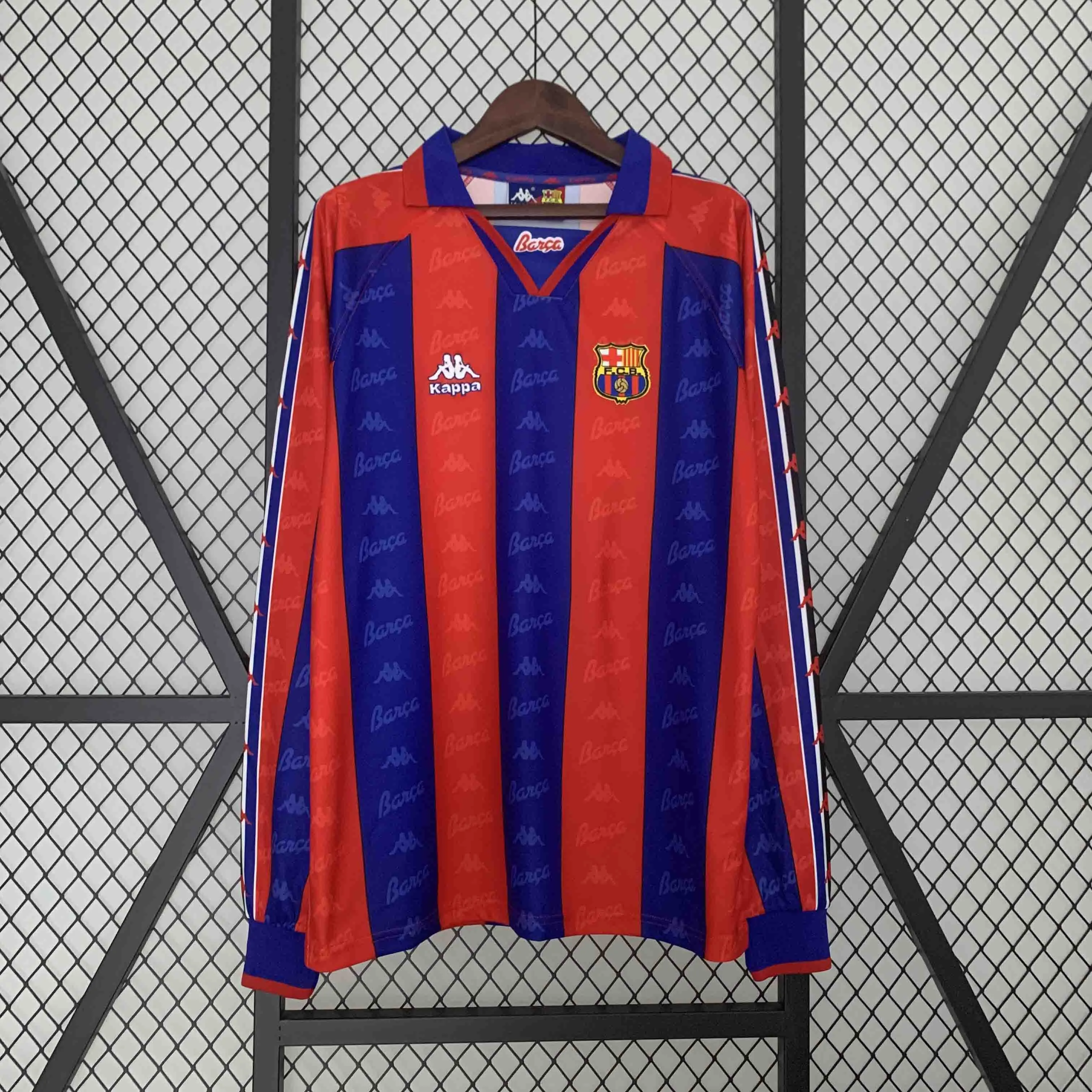 Barcelona Retro Jersey Home Long Sleeve Soccer Shirt 1996-97 - Ujersey NHL