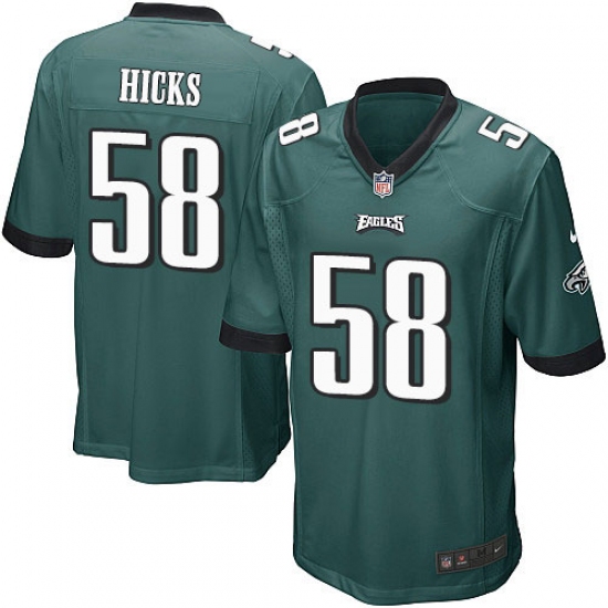 Men's Nike Philadelphia Eagles #58 Jordan Hicks Game Midnight Green Team Color NFL Jersey - Ujersey
