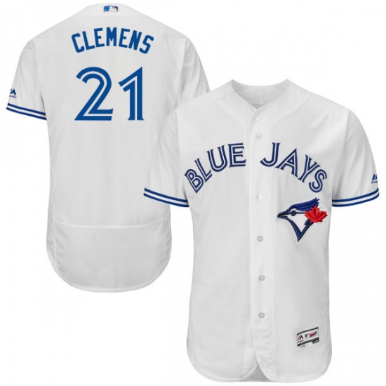 Men's Majestic Toronto Blue Jays #21 Roger Clemens White Home Flex Base Authentic Collection MLB Jersey - Ujersey