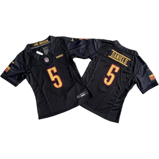 Women's Washington Commanders #5 Jayden Daniels Black 2024 F.U.S.E. Draft Stitched Jersey(Run Small) - Ujersey