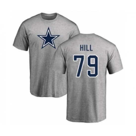 Football Dallas Cowboys #79 Trysten Hill Ash Name & Number Logo T-Shirt - Ujersey
