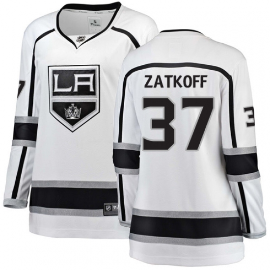 Women's Los Angeles Kings #37 Jeff Zatkoff Authentic White Away Fanatics Branded Breakaway NHL Jersey - Ujersey