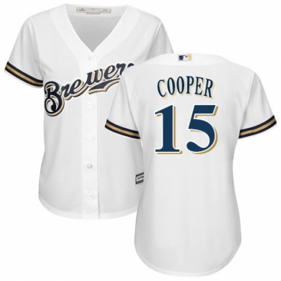 Women's Majestic Milwaukee Brewers #15 Cecil Cooper Authentic Navy Blue Alternate Cool Base MLB Jersey - Ujersey