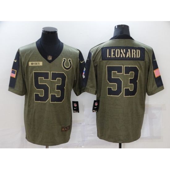 Men's Indianapolis Colts #53 Darius Leonard Nike Olive 2021 Salute To Service Limited Player Jersey - Ujersey