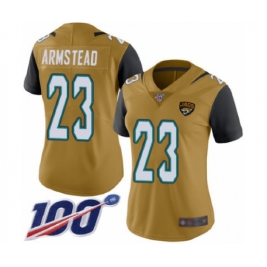 Women's Jacksonville Jaguars #23 Ryquell Armstead Limited Gold Rush Vapor Untouchable 100th Season Football Jersey - Ujersey