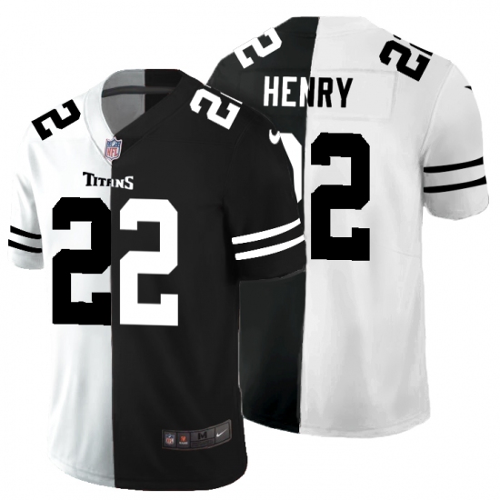 Men's Tennessee Titans #22 Derrick Henry Black White Limited Split Fashion Football Jersey - Ujersey