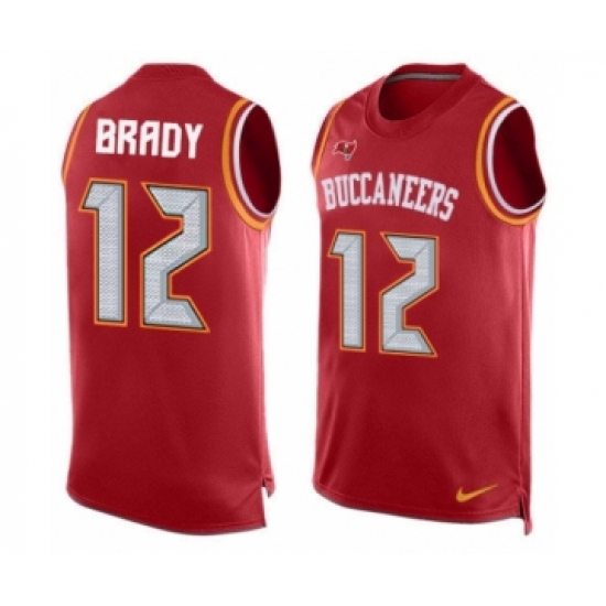 Men's Tampa Bay Buccaneers #12 Tom Brady Limited Red Player Name & Number Tank Top Football Jersey - Ujersey