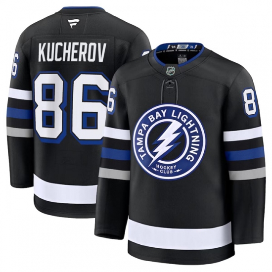 Men's Tampa Bay Lightning #86 Nikita Kucherov Black 2024-25 Alternate Stitched Hockey Jersey - Ujersey