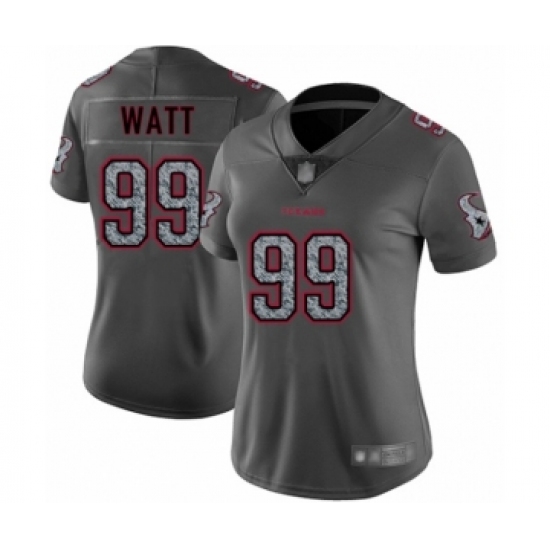 Women's Houston Texans #99 J.J. Watt Limited Gray Static Fashion Football Jersey - Ujersey