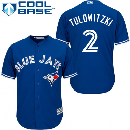 Women's Majestic Toronto Blue Jays #2 Troy Tulowitzki Replica Blue MLB Jersey - Ujersey
