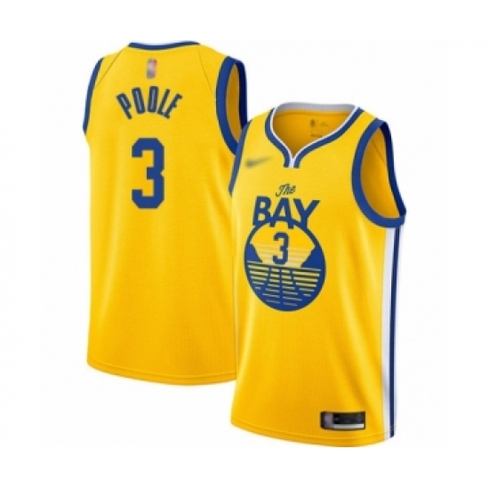Women's Golden State Warriors #3 Jordan Poole Swingman Gold Finished Basketball Jersey - Statement Edition - Ujersey