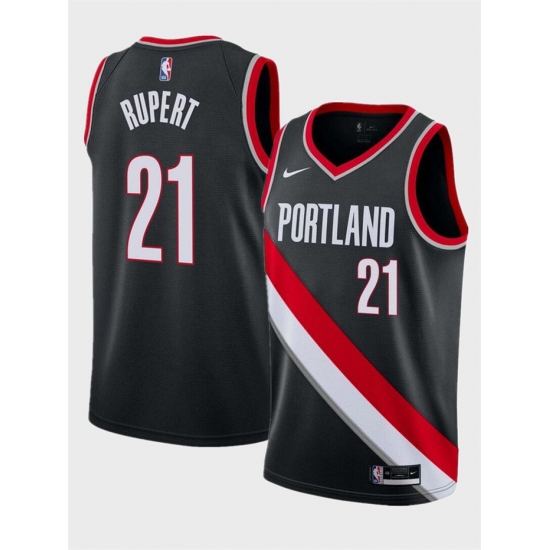 Men's Portland Trail Blazers #21 Rayan Rupert Black Icon Edition Stitched Basketball Jersey - Ujersey