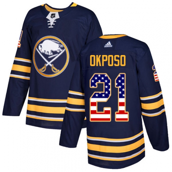 Men's Adidas Buffalo Sabres #21 Kyle Okposo Authentic Navy Blue USA Flag Fashion NHL Jersey - Ujersey