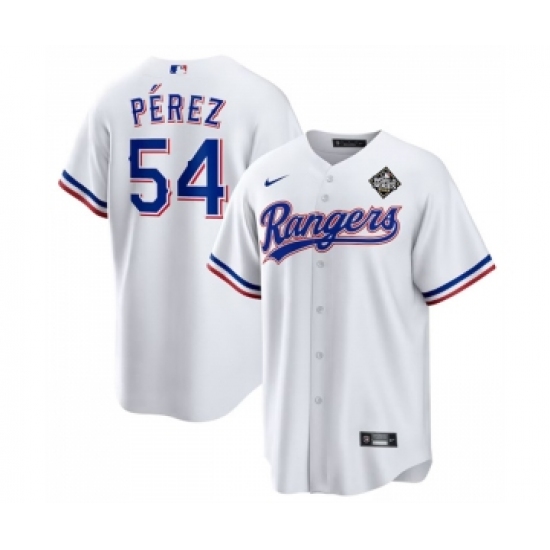 Men's Texas Rangers #54 Martín Pérez White 2023 World Series Stitched Baseball Jersey - Ujersey