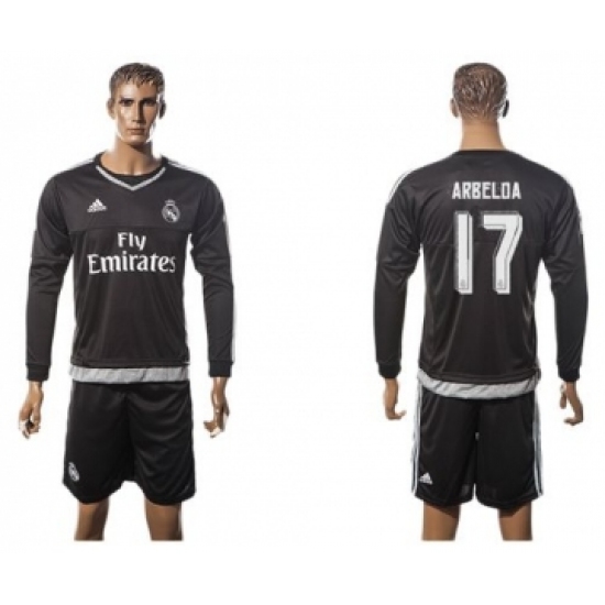 Real Madrid #17 Arbeloa Black Long Sleeves Soccer Club Jersey