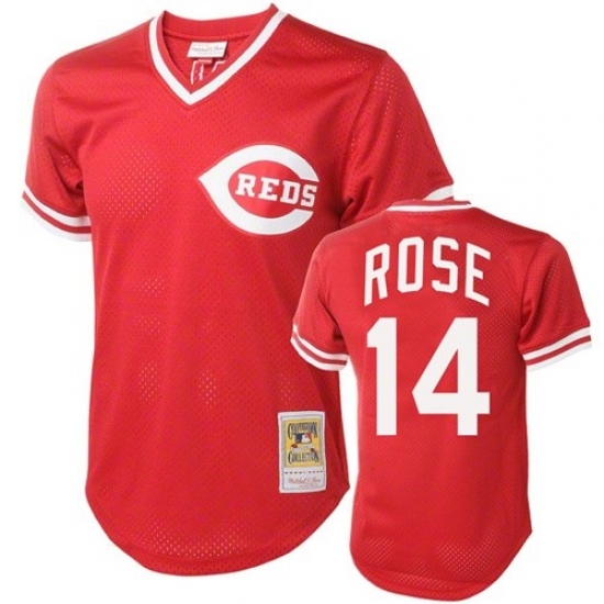 Men's Mitchell and Ness Cincinnati Reds #14 Pete Rose Replica Red Throwback MLB Jersey - Ujersey
