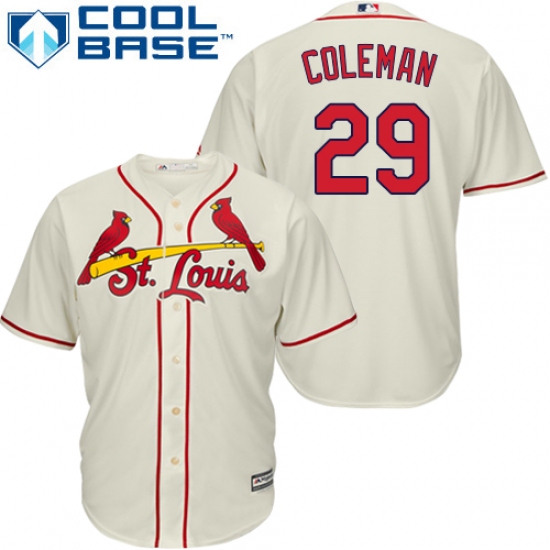 Youth Majestic St. Louis Cardinals #29 Vince Coleman Authentic Cream Alternate Cool Base MLB Jersey - Ujersey