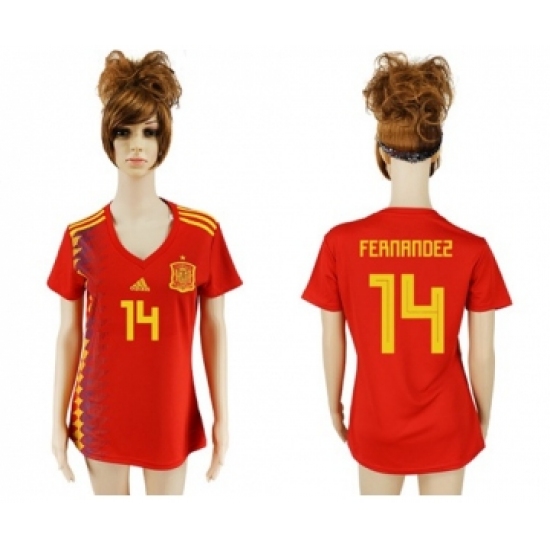 Women's Spain #14 Fernandez Red Home Soccer Country Jersey