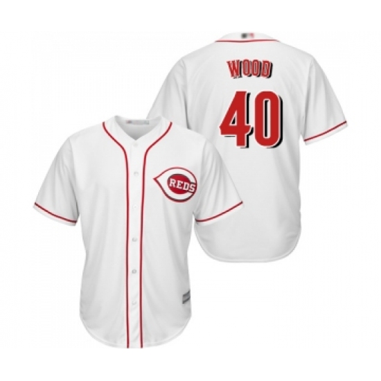 Men's Cincinnati Reds #40 Alex Wood Replica White Home Cool Base Baseball Jersey - Ujersey