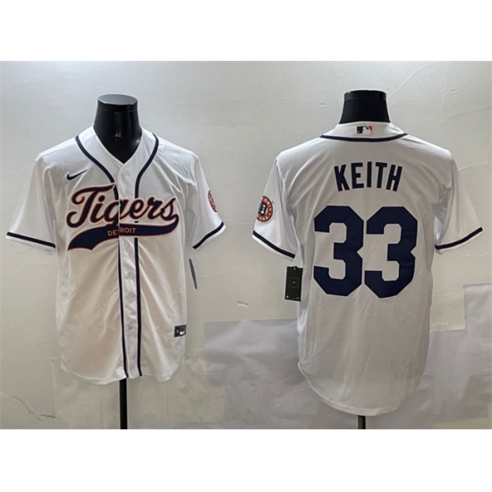 Men's Detroit Tigers #33 Colt Keith White With Cool Base Stitched Baseball Jersey