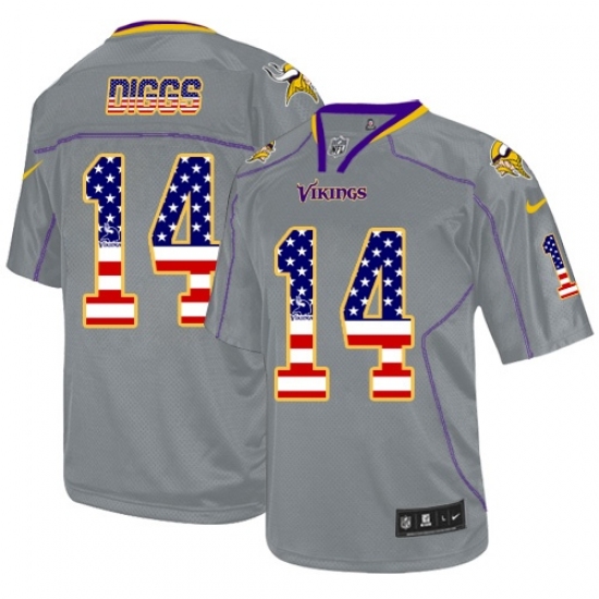 Men's Nike Minnesota Vikings #14 Stefon Diggs Elite Grey USA Flag Fashion NFL Jersey - Ujersey
