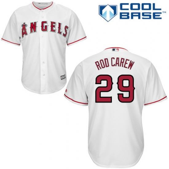 Men's Majestic Los Angeles Angels of Anaheim #29 Rod Carew Replica White Home Cool Base MLB Jersey - Ujersey