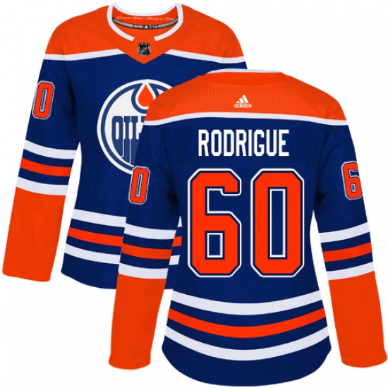 Women's Adidas Edmonton Oilers #60 Olivier Rodrigue Authentic Royal Blue Alternate NHL Jersey - Ujersey