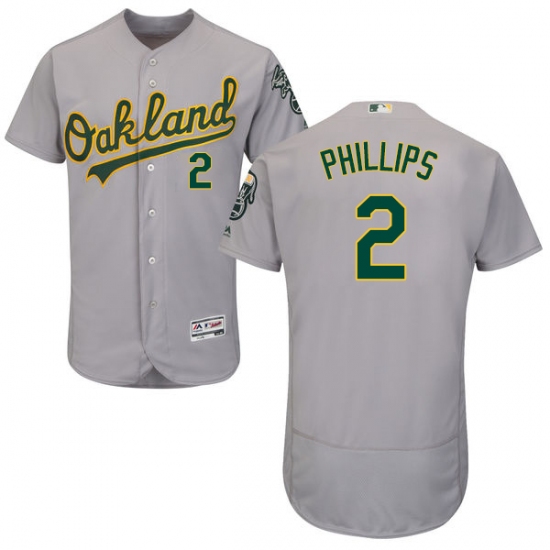 Men's Majestic Oakland Athletics #2 Tony Phillips Grey Road Flex Base Authentic Collection MLB Jersey - Ujersey