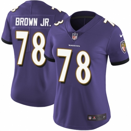 Women's Nike Baltimore Ravens #78 Orlando Brown Jr. Purple Team Color Vapor Untouchable Limited Player NFL Jersey - Ujersey