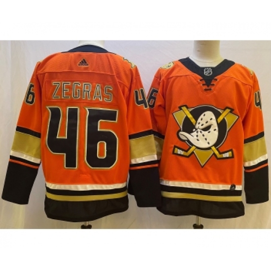 Men's Anaheim Ducks #46 Trevor Zegras Orange Authentic Adidas Jersey - Ujersey