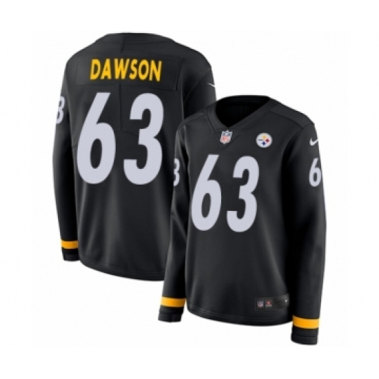 Women's Nike Pittsburgh Steelers #63 Dermontti Dawson Limited Black Therma Long Sleeve NFL Jersey - Ujersey