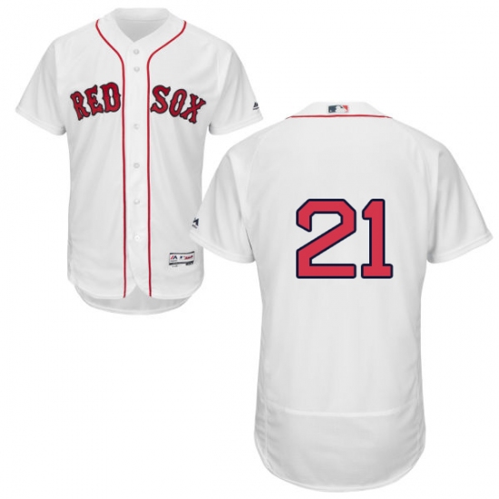 Men's Majestic Boston Red Sox #21 Roger Clemens White Flexbase Authentic Collection MLB Jersey - Ujersey
