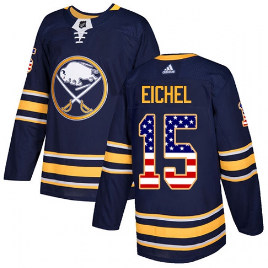 Men's Adidas Buffalo Sabres #15 Jack Eichel Authentic Navy Blue USA Flag Fashion NHL Jersey - Ujersey