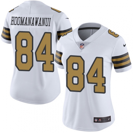 Women's Nike New Orleans Saints #84 Michael Hoomanawanui Limited White Rush Vapor Untouchable NFL Jersey - Ujersey